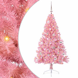 vidaXL Tehis pre-lit j&otilde;ulupuu koos 150 LED-iga Roosa 150 cm PVC