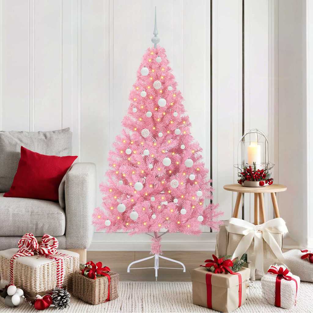Sapin de Noël artificiel pré-éclairé Rose 150 cm PVC