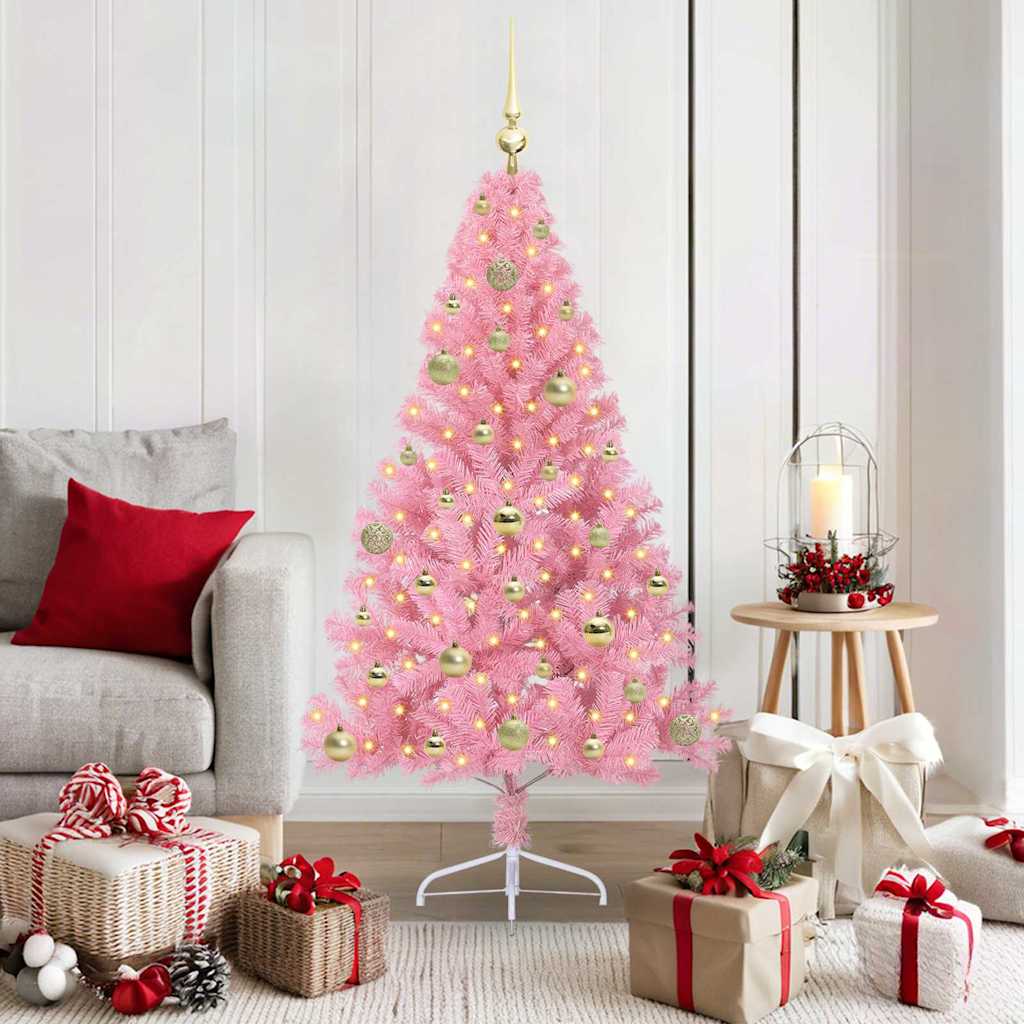 Sapin de Noël artificiel pré-éclairé Rose 150 cm PVC