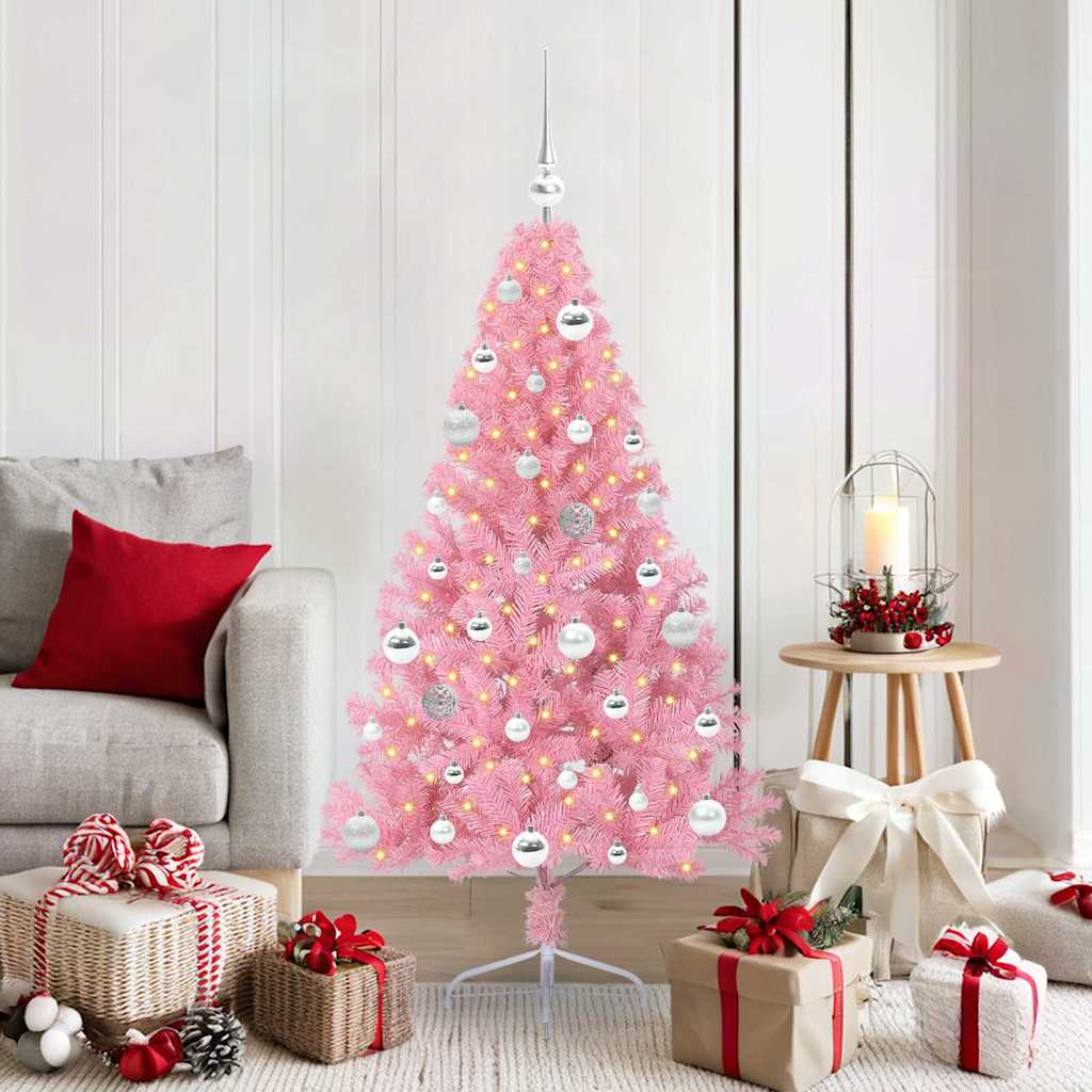 Sapin de Noël artificiel pré-éclairé Rose 150 cm PVC