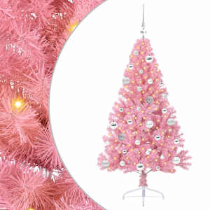 vidaXL Tehis pre-lit j&otilde;ulupuu koos 150 LED-iga Roosa 150 cm PVC