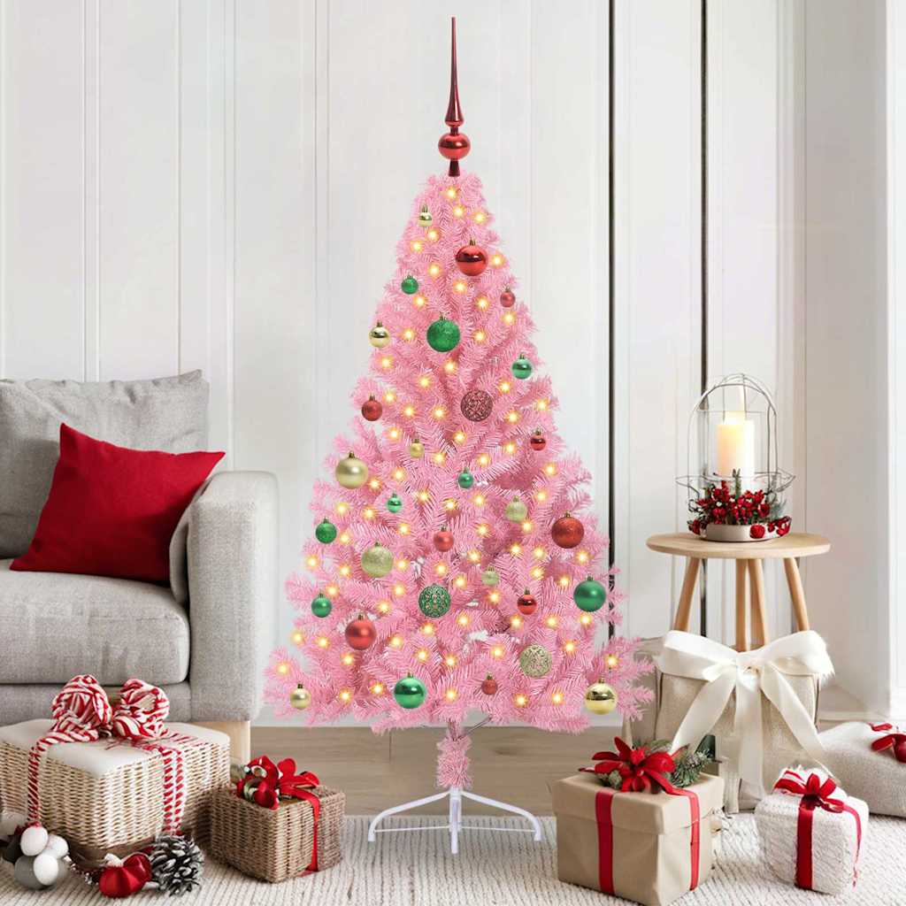 Sapin de Noël artificiel pré-éclairé Rose 150 cm PVC