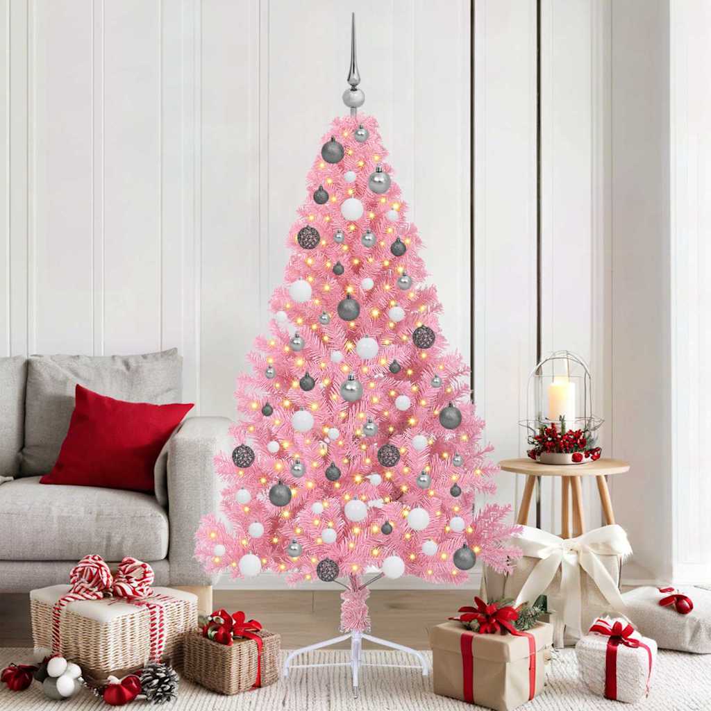Kunstkerstboom met decoratieve touwlichten Roze 180 cm PVC