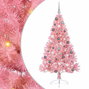 vidaXL Tehis pre-lit j&otilde;ulupuu koos 300 LED-iga Roosa 180 cm PVC