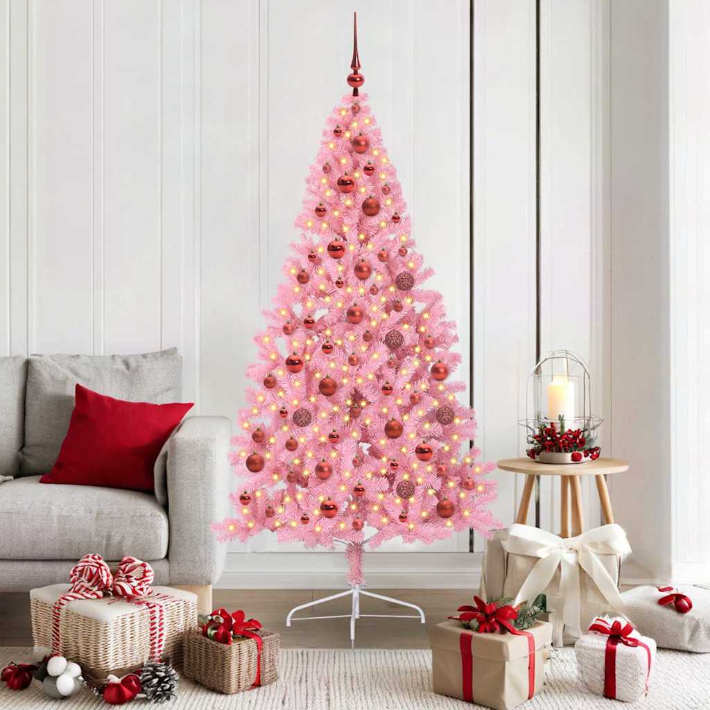 Sapin de Noël artificiel pré-éclairé Rose 180 cm PVC