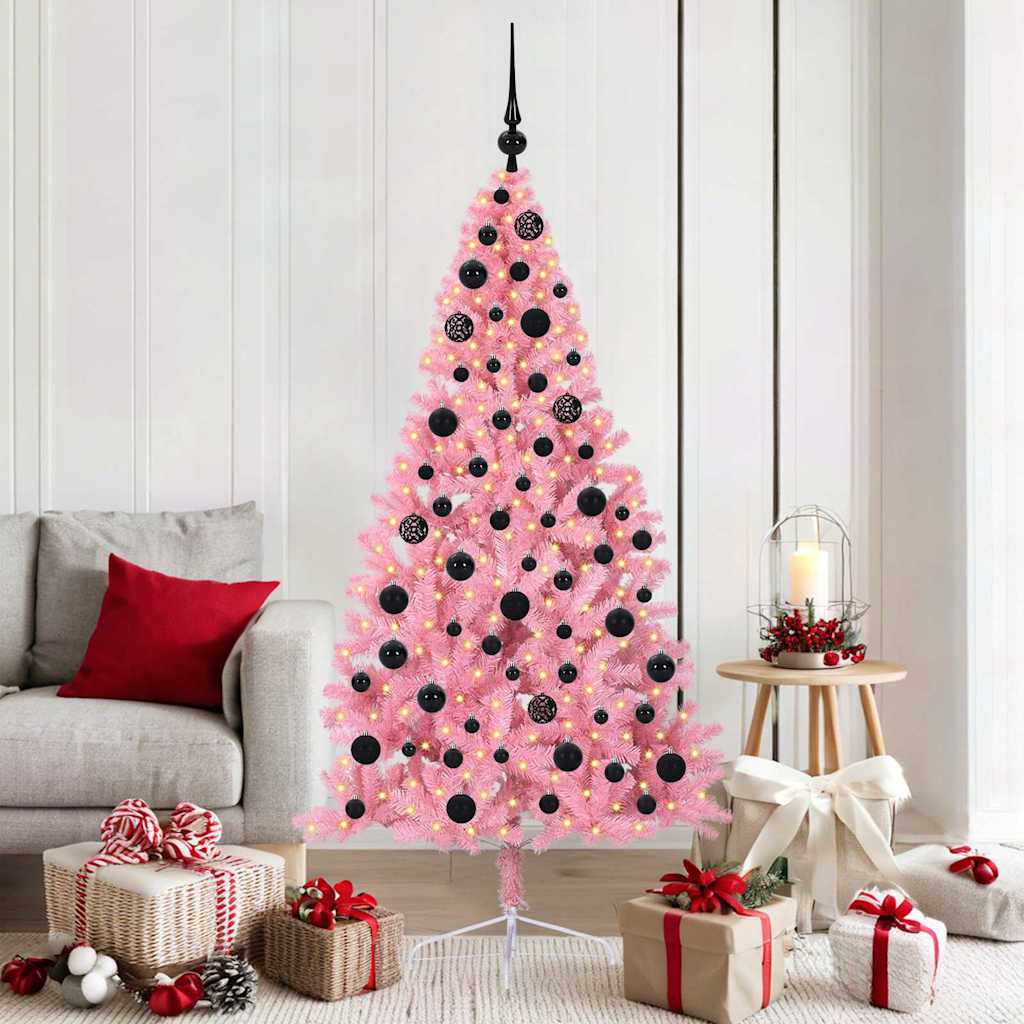 Sapin de Noël artificiel pré-éclairé Rose 180 cm PVC