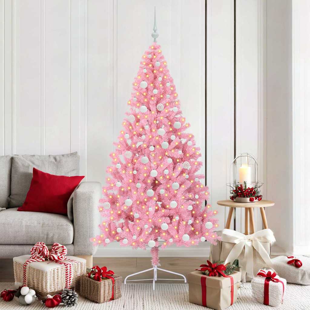 Sapin de Noël artificiel pré-éclairé Rose 180 cm PVC