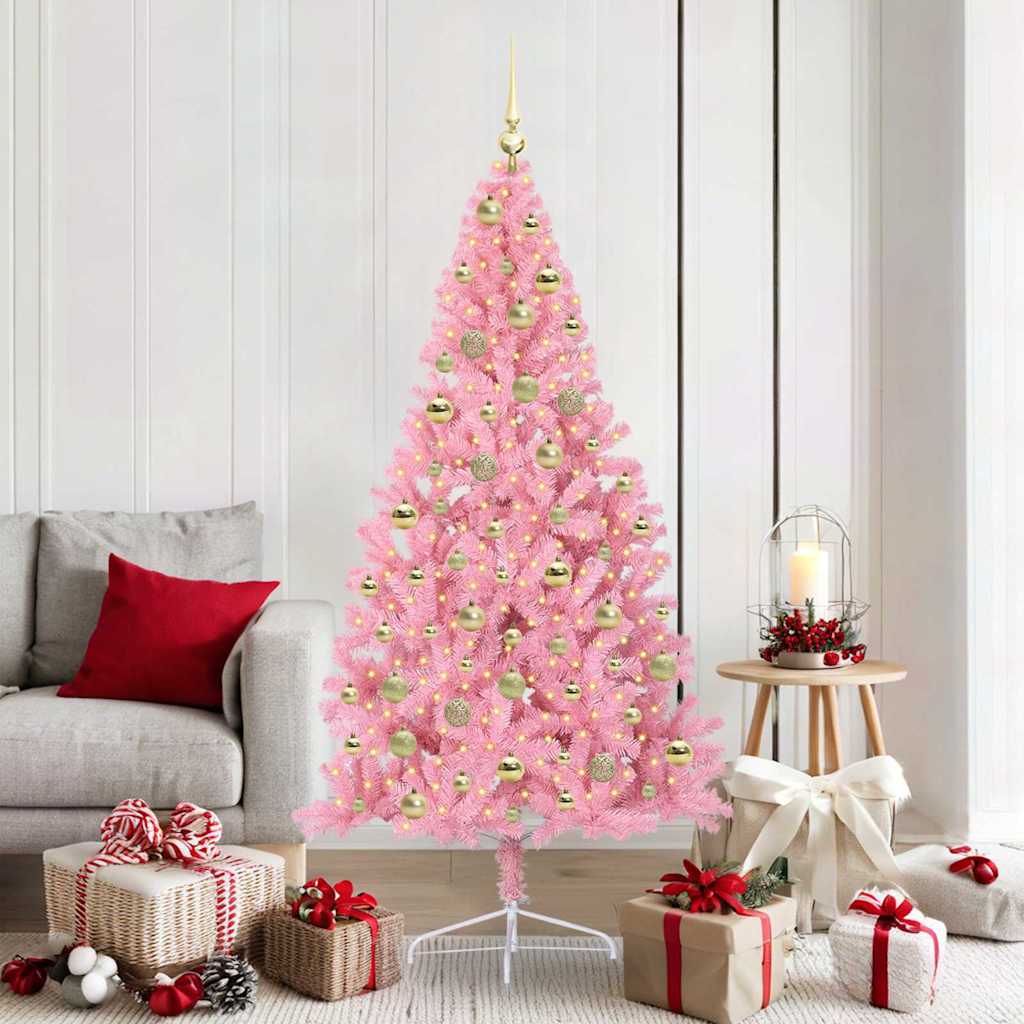 Sapin de Noël artificiel pré-éclairé Rose 180 cm PVC