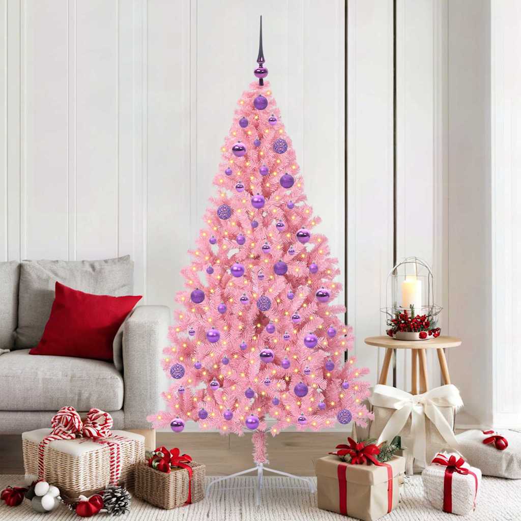 Sapin de Noël artificiel pré-éclairé Rose 180 cm PVC