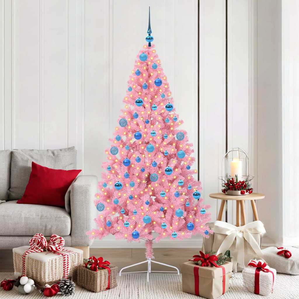 Sapin de Noël artificiel pré-éclairé Rose 180 cm PVC