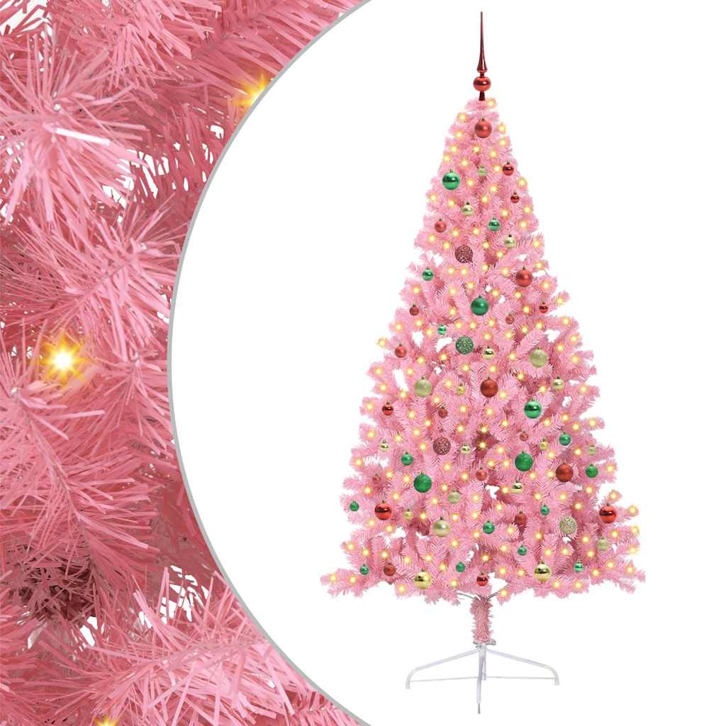 Sapin de Noël artificiel pré-éclairé Rose 180 cm PVC