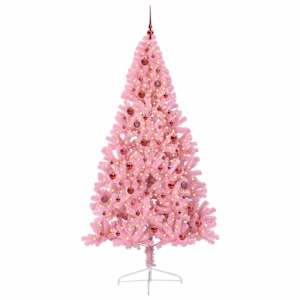Umělý osvětlený vánoční stromeček Růžová 210 cm PVC - obrázek 3