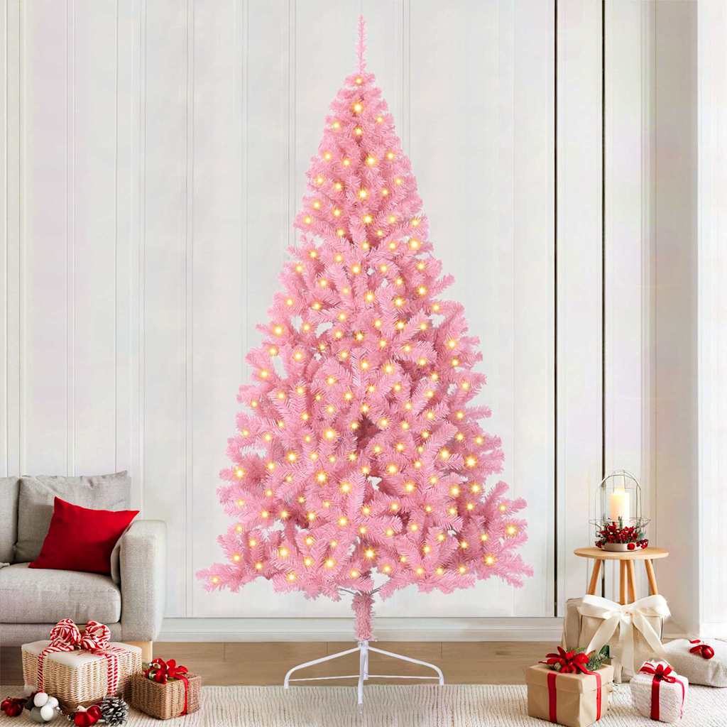 Kunstkerstboom met decoratieve touwlichten Roze 240 cm PVC