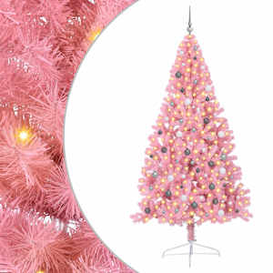 vidaXL Tehis pre-lit j&otilde;ulupuu koos 300 LED-iga Roosa 240 cm PVC