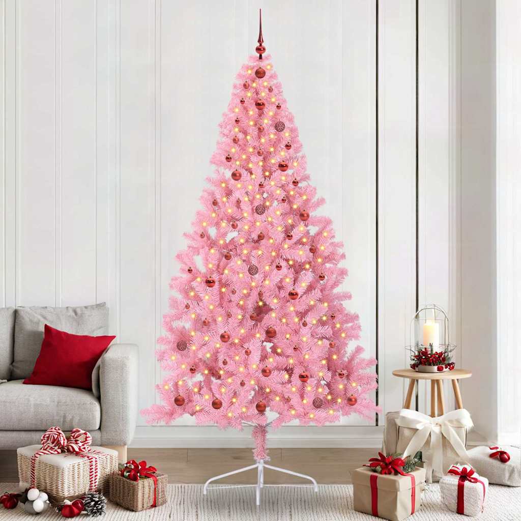 Sapin de Noël artificiel pré-éclairé Rose 240 cm PVC