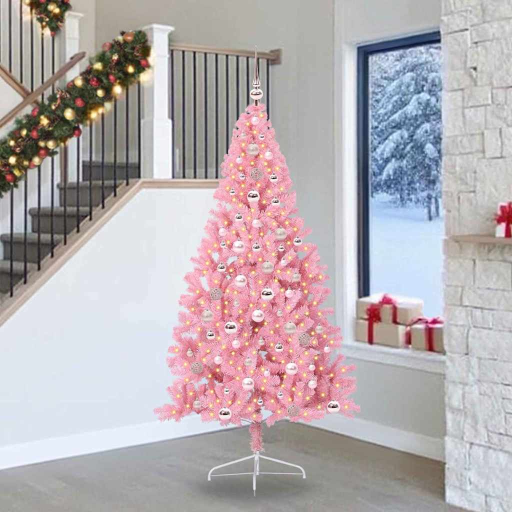 Sapin de Noël artificiel pré-éclairé Rose 240 cm PVC