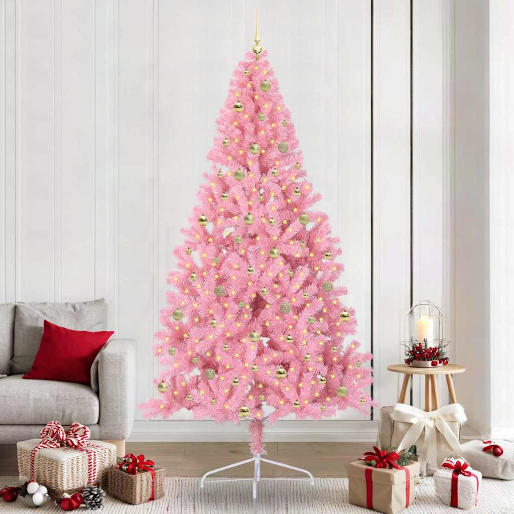 Sapin de Noël artificiel pré-éclairé Rose 240 cm PVC