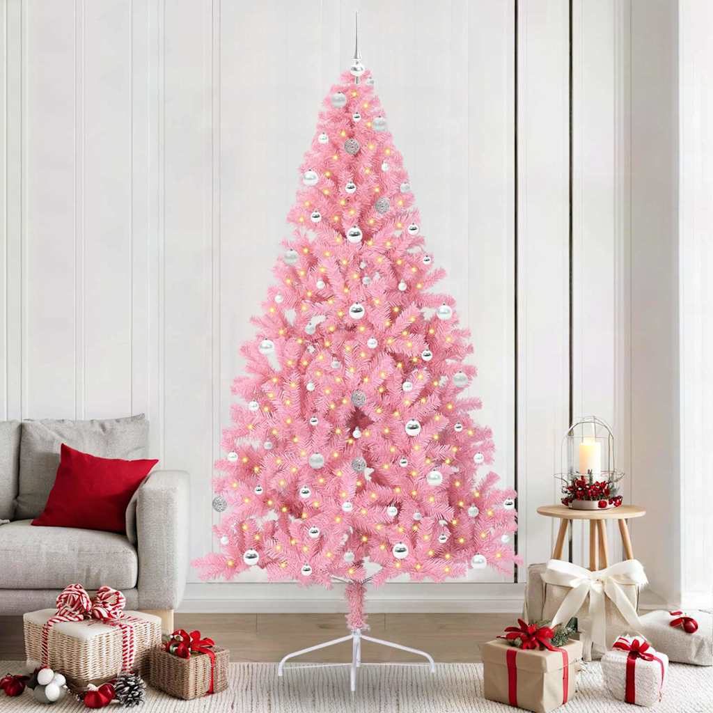 Sapin de Noël artificiel pré-éclairé Rose 240 cm PVC