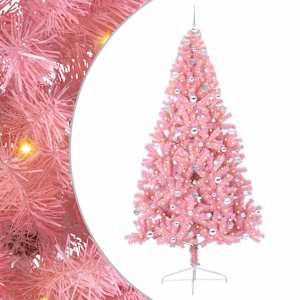 vidaXL Tehis pre-lit j&otilde;ulupuu koos 300 LED-iga Roosa 240 cm PVC