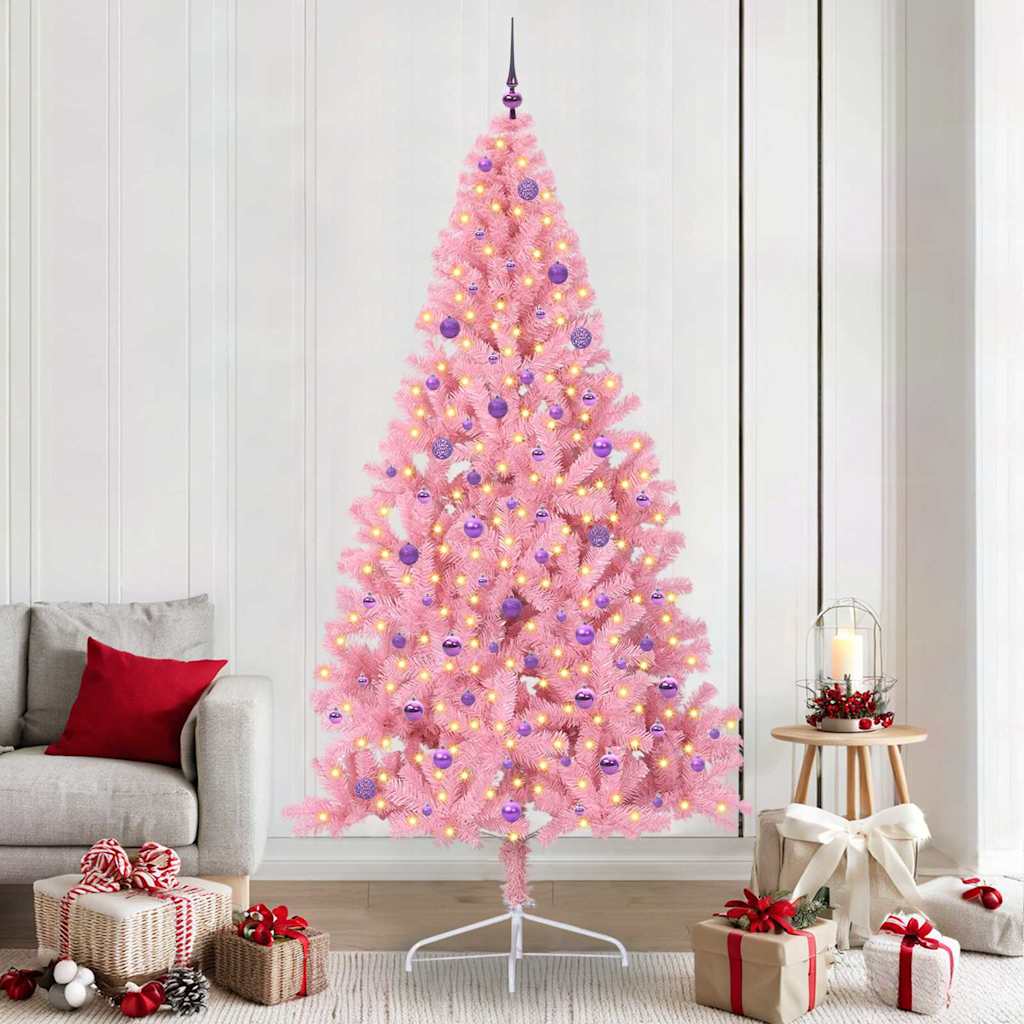 Sapin de Noël artificiel pré-éclairé Rose 240 cm PVC