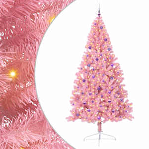 vidaXL Tehis pre-lit j&otilde;ulupuu koos 300 LED-iga Roosa 240 cm PVC