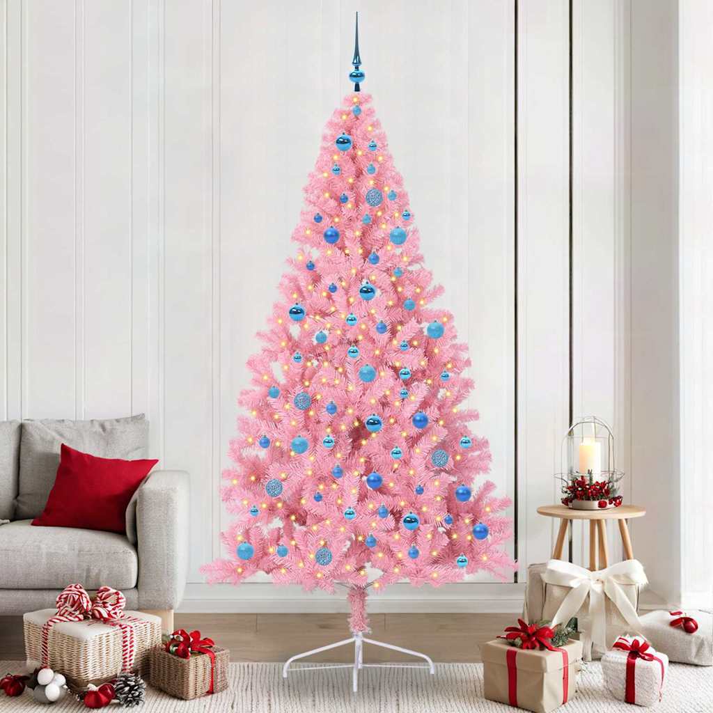 Sapin de Noël artificiel pré-éclairé Rose 240 cm PVC