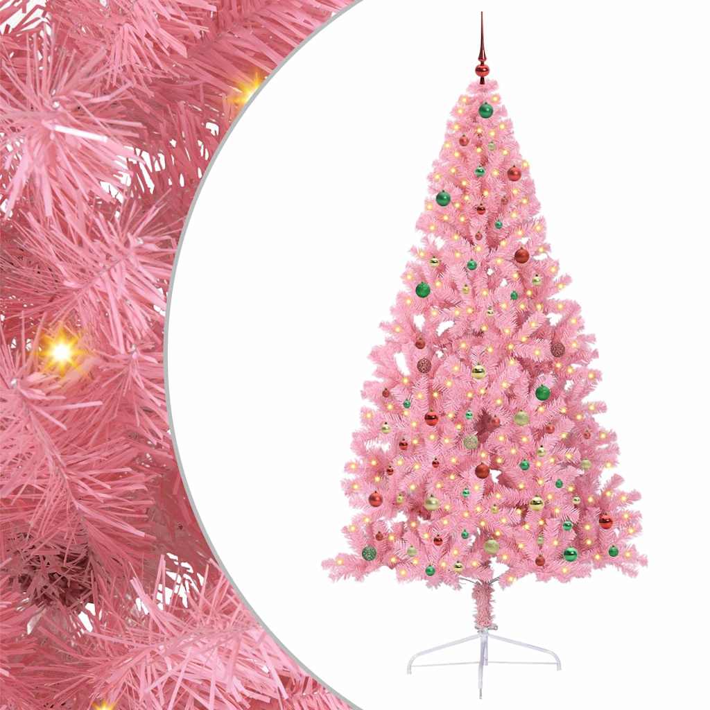 Sapin de Noël artificiel pré-éclairé Rose 240 cm PVC