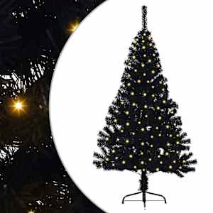 vidaXL Tehis pre-lit j&otilde;ulupuu koos 150 LED-iga Must 120 cm PVC