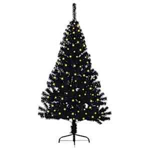Umělý osvětlený vánoční stromeček Černá 120 cm PVC - obrázek 3