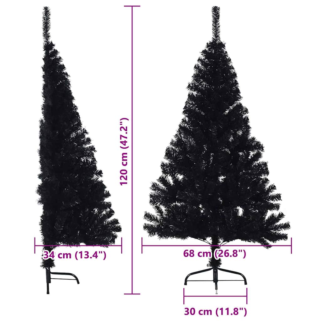 Umělý osvětlený vánoční stromeček Černá 120 cm PVC - obrázek 13