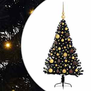 Umělý osvětlený vánoční stromeček Černá 120 cm PVC - obrázek 2