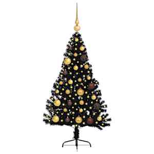 Umělý osvětlený vánoční stromeček Černá 120 cm PVC - obrázek 3