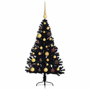 Umělý osvětlený vánoční stromeček Černá 120 cm PVC - obrázek 4