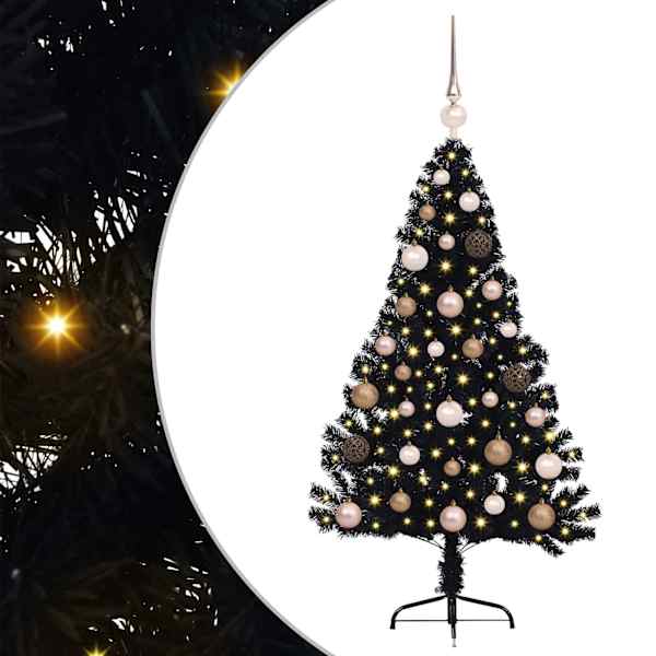 vidaXL Tehis pre-lit j&otilde;ulupuu koos 150 LED-iga Must 120 cm PVC