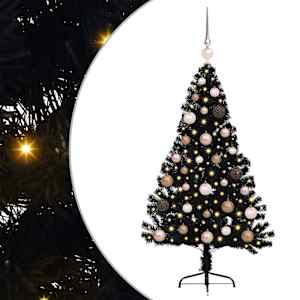 Umělý osvětlený vánoční stromeček Černá 120 cm PVC - obrázek 2