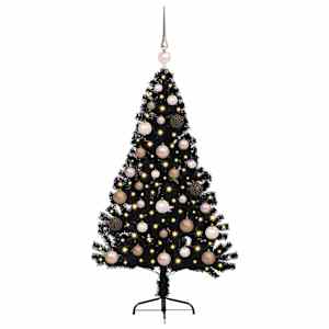 Umělý osvětlený vánoční stromeček Černá 120 cm PVC - obrázek 3