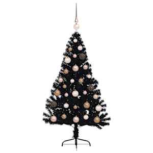 Umělý osvětlený vánoční stromeček Černá 120 cm PVC - obrázek 4
