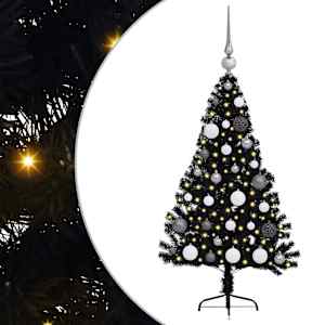 Umělý osvětlený vánoční stromeček Černá 120 cm PVC - obrázek 2