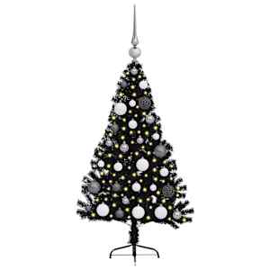 Umělý osvětlený vánoční stromeček Černá 120 cm PVC - obrázek 3
