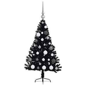 Umělý osvětlený vánoční stromeček Černá 120 cm PVC - obrázek 5