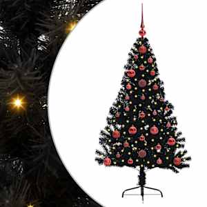 vidaXL Tehis pre-lit j&otilde;ulupuu koos 150 LED-iga Must 120 cm PVC