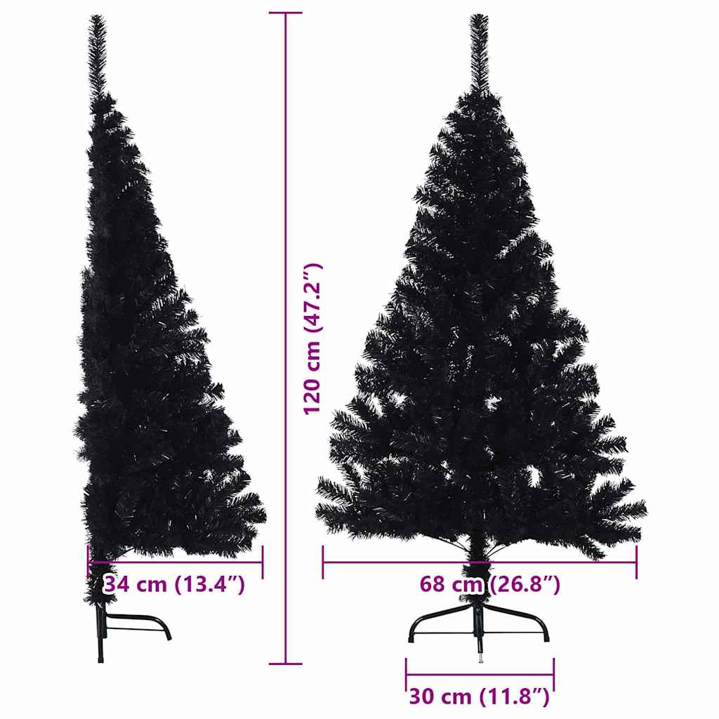 Umělý osvětlený vánoční stromeček Černá 120 cm PVC - obrázek 15