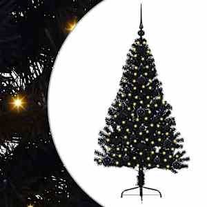 vidaXL Tehis pre-lit j&otilde;ulupuu koos 150 LED-iga Must 120 cm PVC