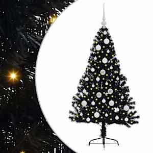 vidaXL Tehis pre-lit j&otilde;ulupuu koos 150 LED-iga Must 120 cm PVC