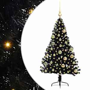 vidaXL Tehis pre-lit j&otilde;ulupuu koos 150 LED-iga Must 120 cm PVC