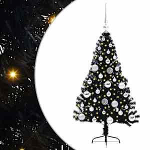 vidaXL Tehis pre-lit j&otilde;ulupuu koos 150 LED-iga Must 120 cm PVC