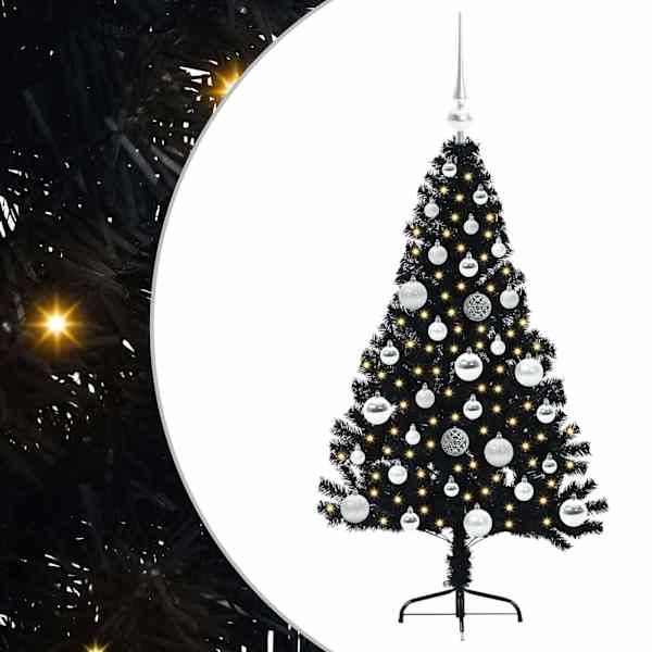 vidaXL Tehis pre-lit j&otilde;ulupuu koos 150 LED-iga Must 120 cm PVC