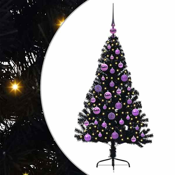vidaXL Tehis pre-lit j&otilde;ulupuu koos 150 LED-iga Must 120 cm PVC