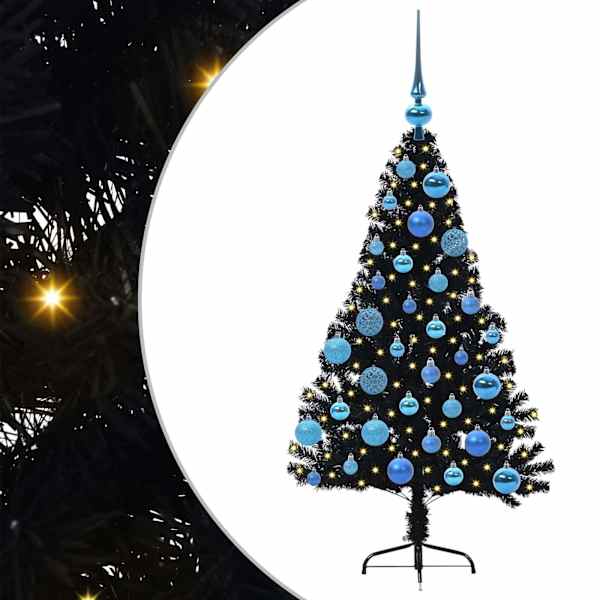 vidaXL Tehis pre-lit j&otilde;ulupuu koos 150 LED-iga Must 120 cm PVC