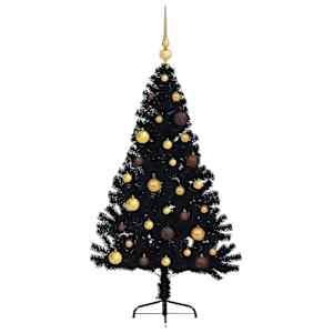 Umělý osvětlený vánoční stromeček Černá 150 cm PVC - obrázek 4
